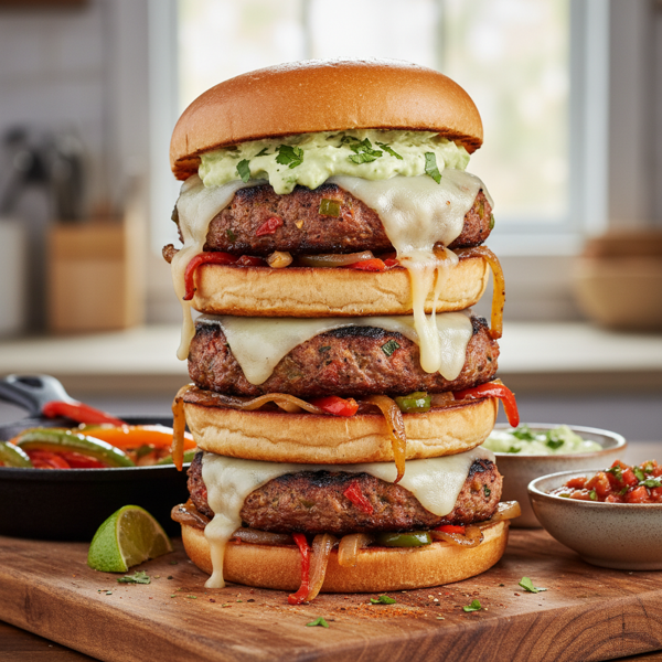 Savory Fajita-Inspired Turkey Burgers recipe