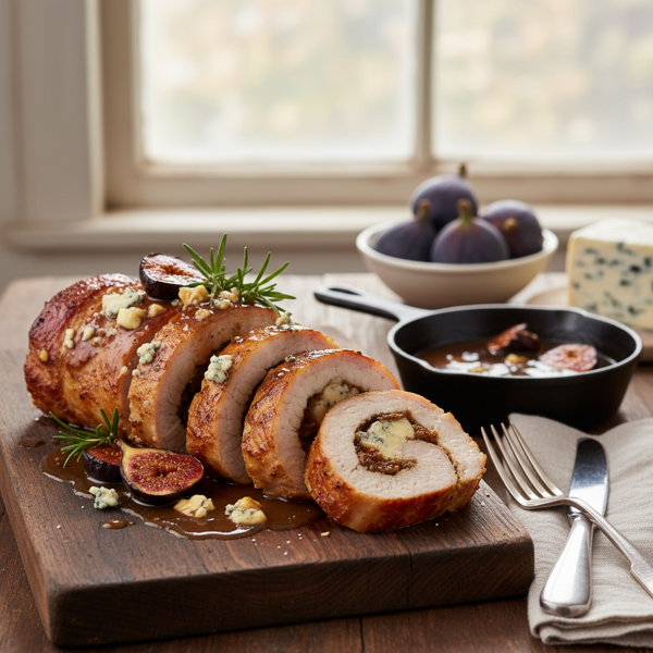 Savory Fig & Blue Cheese Pork Roulade recipe