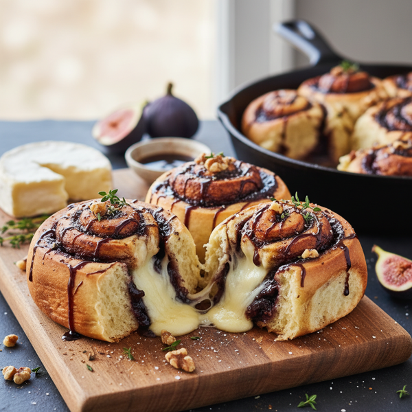 Savory Fig & Brie Cinnamon Rolls recipe