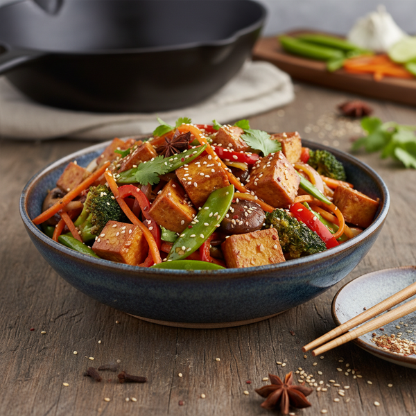 Savory Five Spice Tofu and Veggie Stir-Fry recipe