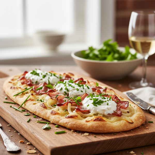 Savory Flammekueche with Creamy Toppings recipe