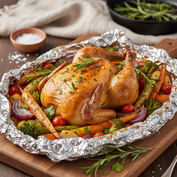 Savory Foil-Baked Chicken and Harvest Vegetables recipe