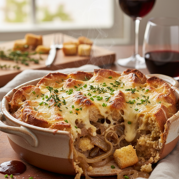 Savory French Onion Bread Pudding recipe