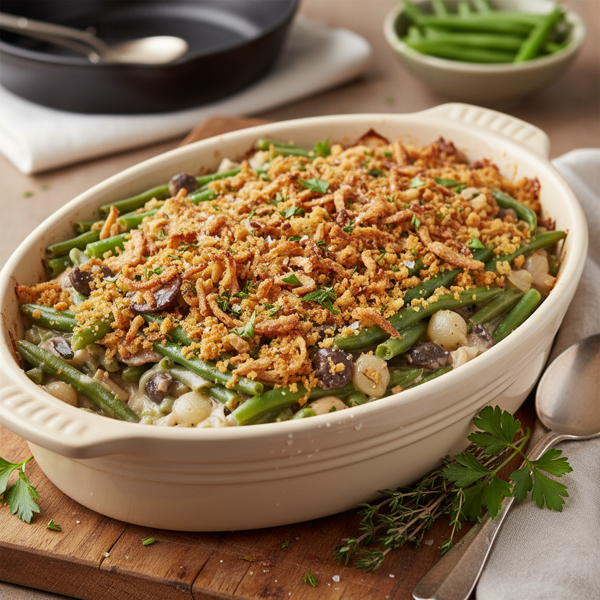 Savory Fresh Green Bean Casserole recipe