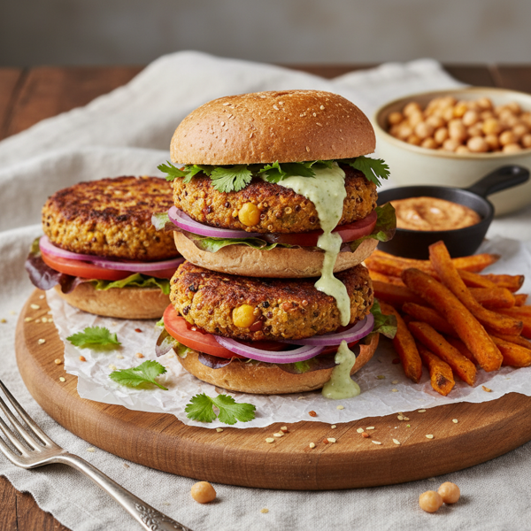 Savory Garbanzo Grain Burgers recipe