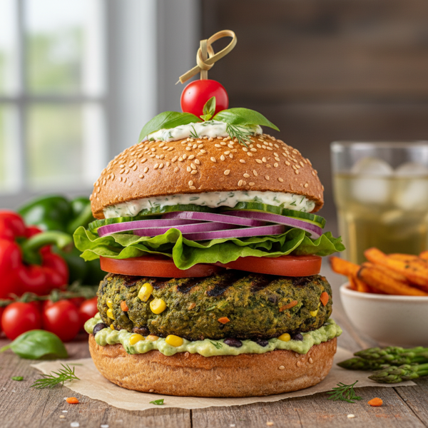 Savory Garden Veggie Burgers recipe