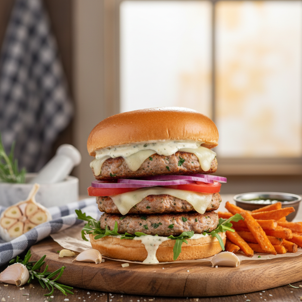 Savory Garlic-Infused Turkey Burgers recipe