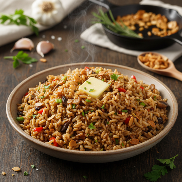 Savory Garlic Brown Rice Medley recipe