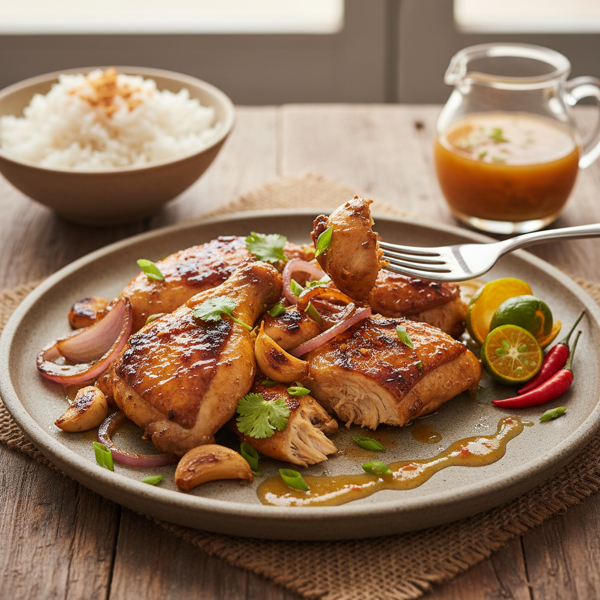 Savory Garlic Chicken Adobo with a Tangy Twist recipe