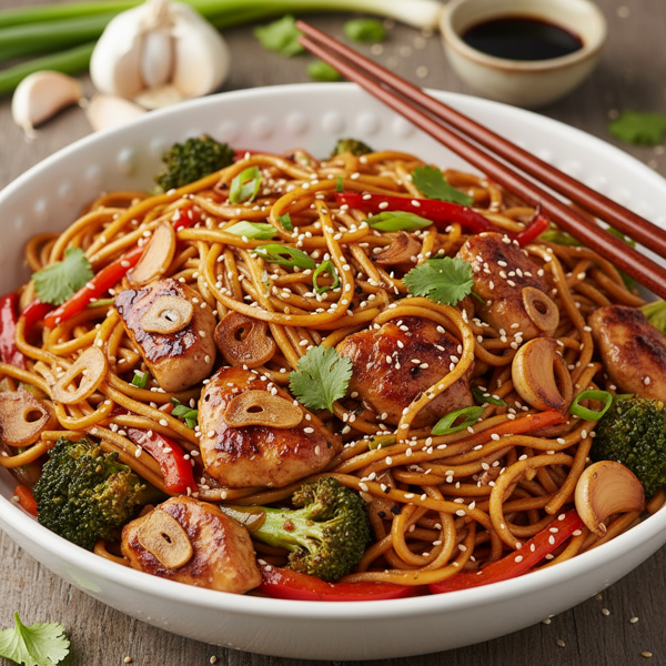 Savory Garlic Chicken Chow Mein recipe
