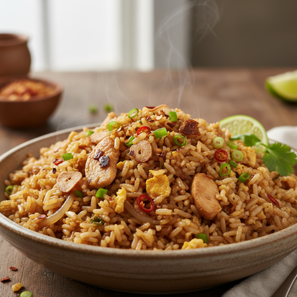 Savory Garlic Fried Brown Rice recipe
