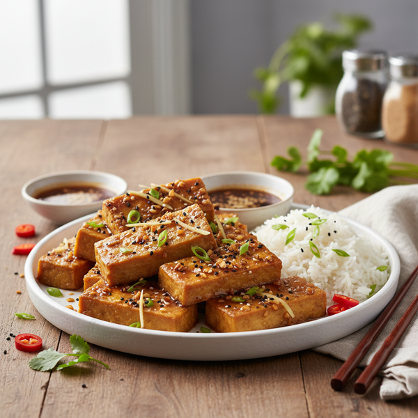 Savory Garlic Ginger Baked Tofu recipe