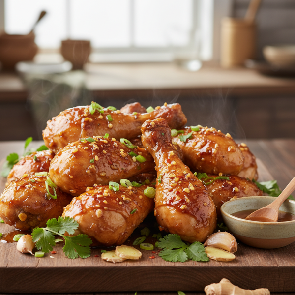 Savory Garlic Ginger Glazed Chicken Drumsticks recipe