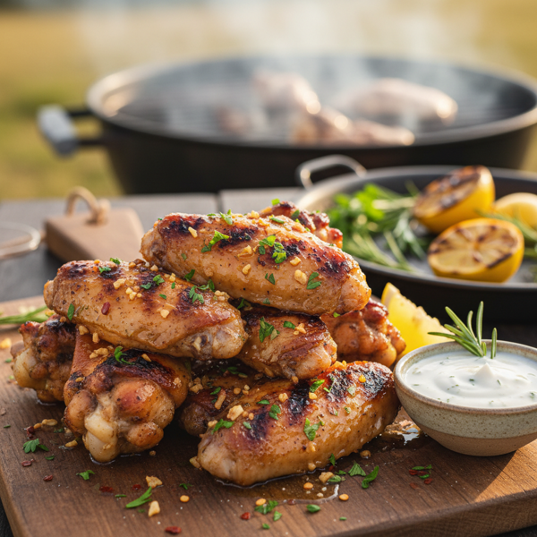Savory Garlic Grilled Chicken Wings recipe
