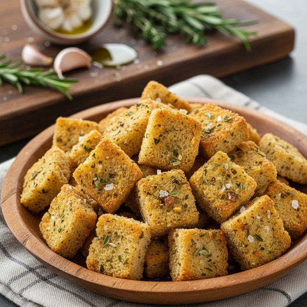 Savory Garlic Herb Croutons recipe