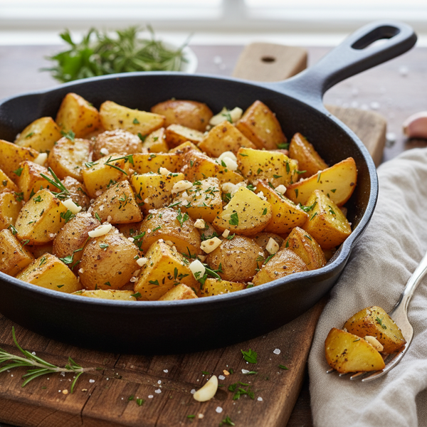 Savory Garlic Herb Skillet Potatoes recipe