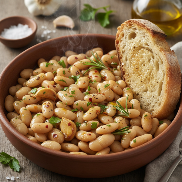 Savory Garlic Infused White Beans recipe