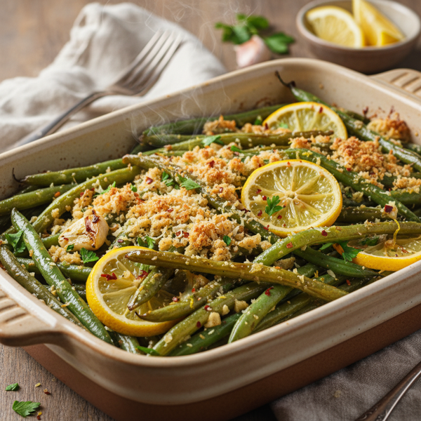Savory Garlic Lemon Green Bean Bake recipe