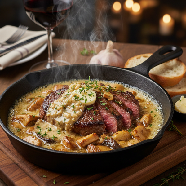 Savory Garlic Mushroom Butter Sauce for Steaks recipe