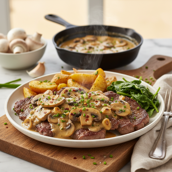 Savory Garlic Mushroom Minute Steak recipe