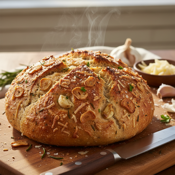 Savory Garlic Parmesan Artisan Bread recipe