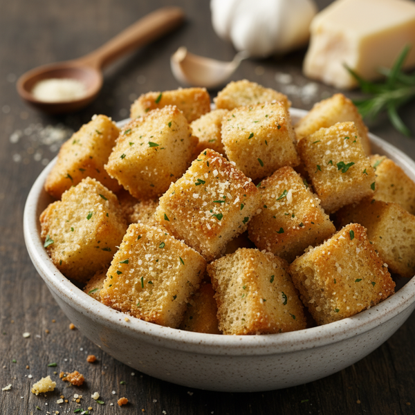 Savory Garlic Parmesan Croutons recipe