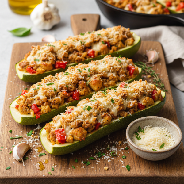 Savory Garlic Parmesan Zucchini Boats recipe