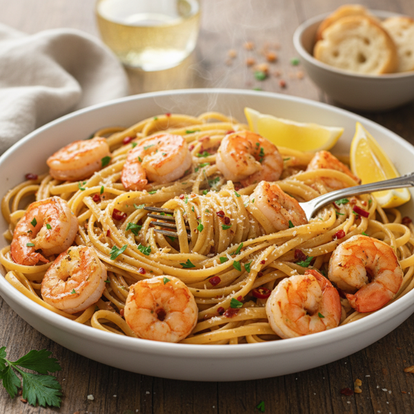 Savory Garlic Shrimp Linguine recipe