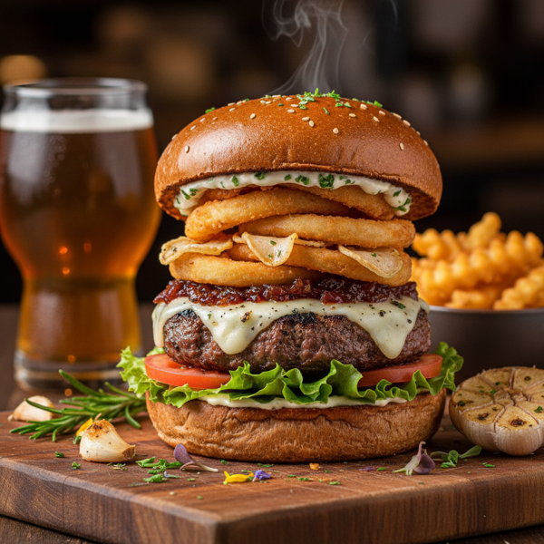 Savory Garlic & Onion Gourmet Burgers recipe