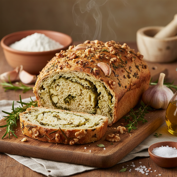 Savory Garlic and Herb Walnut Loaf recipe