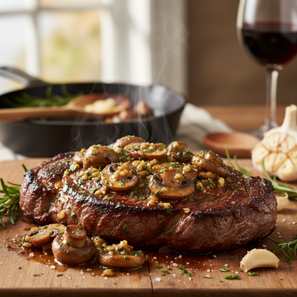 Savory Garlic and Mushroom Infused Steak recipe