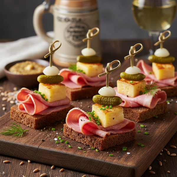 Savory German Ham and Cheese Canapés recipe