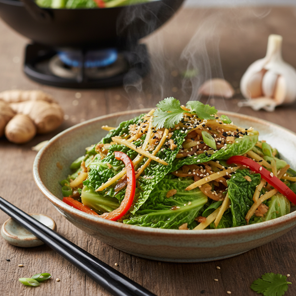 Savory Ginger-Garlic Savoy Cabbage Stir-Fry recipe