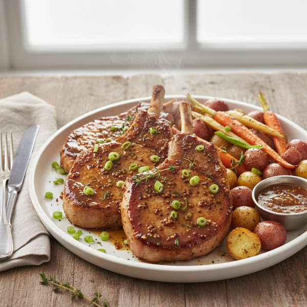 Savory Ginger-Mustard Glazed Pork Chops recipe