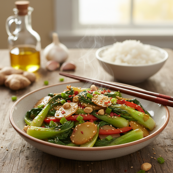 Savory Ginger-Sesame Bok Choy Stir-Fry recipe