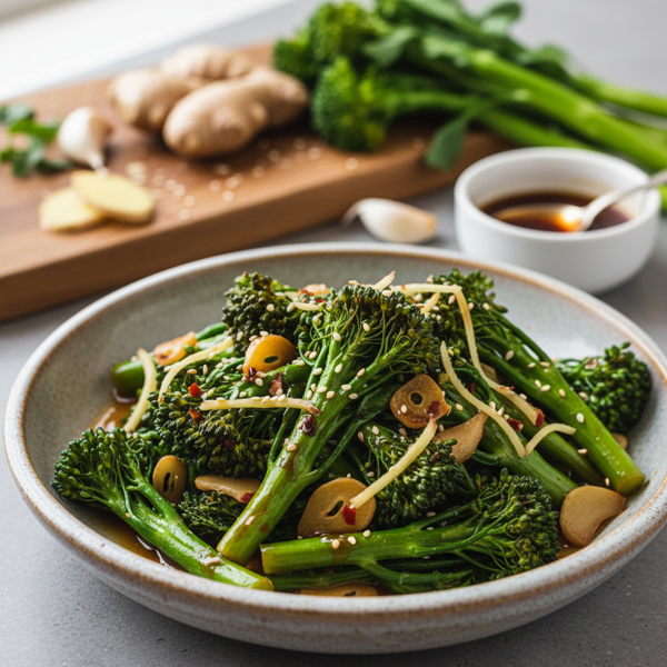 Savory Ginger Garlic Sautéed Broccolini recipe