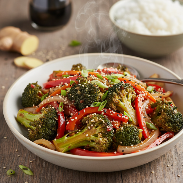 Savory Ginger Sesame Broccoli Stir-Fry recipe