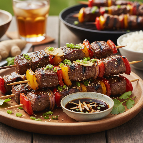 Savory Ginger Soy Beef Skewers recipe