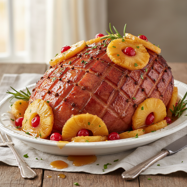 Savory Glazed Oven-Baked Ham with Pineapple recipe