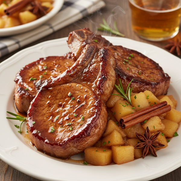Savory Glazed Pork Chops with Apple Compote recipe