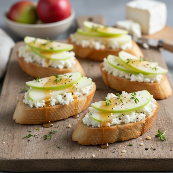 Savory Goat Cheese & Tart Apple Crostini recipe