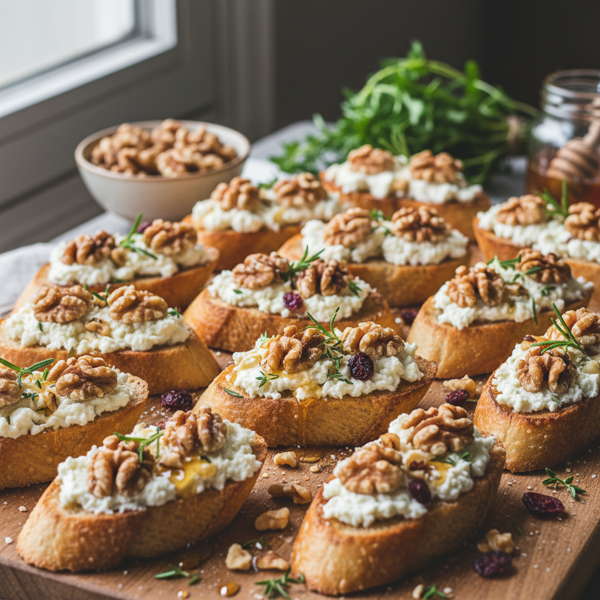Savory Goat Cheese & Walnut Bruschetta recipe