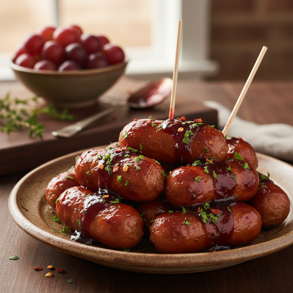 Savory Grape Jelly Glazed Cocktail Wieners recipe