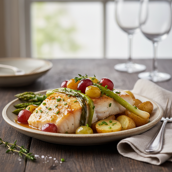Savory Grape and Spring Onion Sauce with Fish Fillets recipe