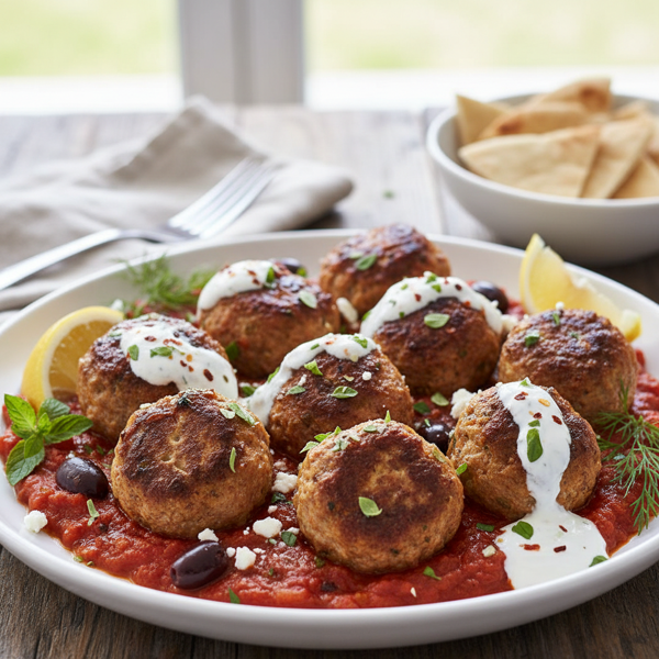 Savory Greek-Style Turkey Meatballs recipe