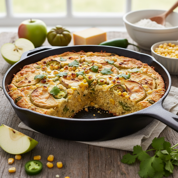 Savory Green Apple & Tomatillo Cornbread Bake recipe