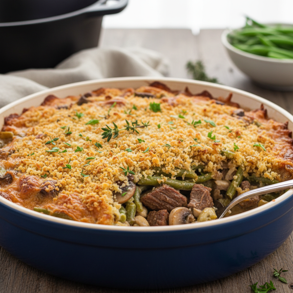 Savory Green Bean & Beef Casserole recipe