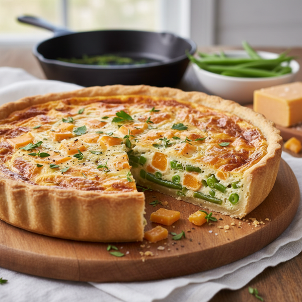 Savory Green Bean and Cheddar Quiche recipe