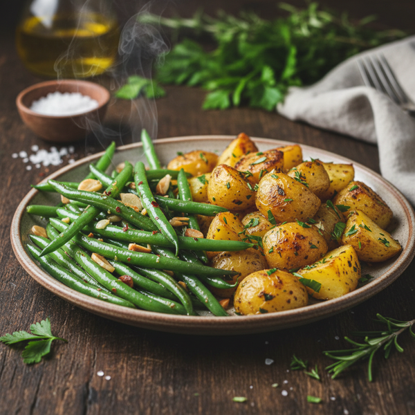 Savory Green Beans with Herb-Infused Potatoes recipe