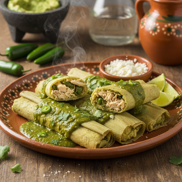 Savory Green Chile Chicken Tamales recipe